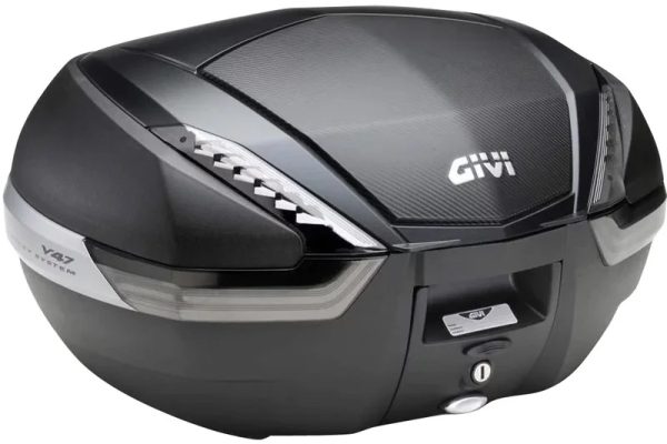 Givi 47L Tech Top Box Black With Carbon Pattern Inserts and Smoked Reflectors
